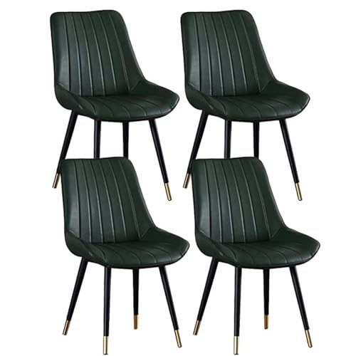 BAKULI Küchen Esszimmerstühle 4er Set Wasserfester Beistellstuhl PU Leder Mit Metallbeinen Moderne Beistellstühle Mitte Jahrhunderts(Green,Black Gold feet) von BAKULI