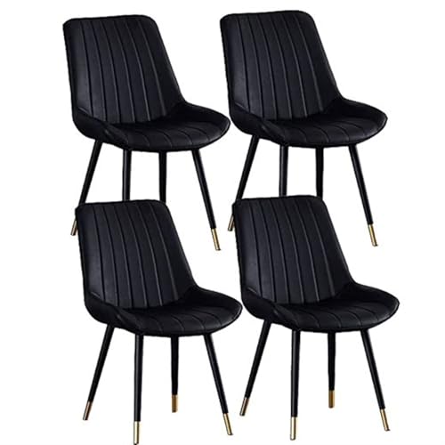 BAKULI Küchen Esszimmerstühle 4er Set Wasserfester Beistellstuhl PU Leder Mit Metallbeinen Moderne Beistellstühle Mitte Jahrhunderts(Negro,Black Gold feet) von BAKULI