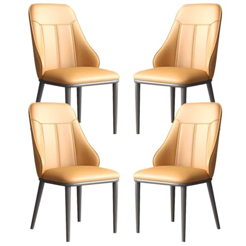 BAKULI Küchen Esszimmerstühle 4er Set Wohnzimmer Beistellstühle Aus Mikrofaserleder Mit Stuhlbeinen Aus Metall for Gewerbliche Restaurants Hause (Color : Orange) von BAKULI