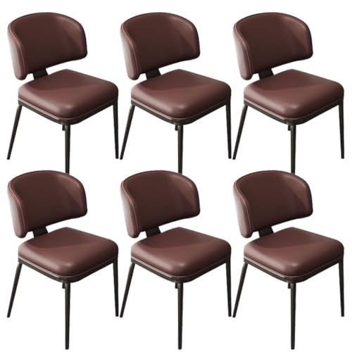 BAKULI Küchen Esszimmerstühle 6er Set Metallbeinen for Schlafzimmer Restaurant Gepolsterter Beistellstuhl Aus Kunstleder(Brown) von BAKULI
