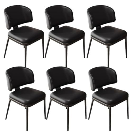 BAKULI Küchen Esszimmerstühle 6er Set Metallbeinen for Schlafzimmer Restaurant Gepolsterter Beistellstuhl Aus Kunstleder(Negro) von BAKULI