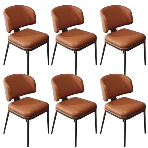 BAKULI Küchen Esszimmerstühle 6er Set Metallbeinen for Schlafzimmer Restaurant Gepolsterter Beistellstuhl Aus Kunstleder(Orange) von BAKULI