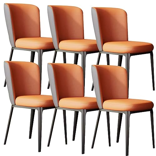 BAKULI Küchen Esszimmerstühle 6er Set Mikrofaser Leder Büro Lounge Esszimmer Und Schlafzimmerstühle Stabile Stuhlbeine Aus Kohlenstoffstahl Und Metall(Orange+Dark Grey) von BAKULI