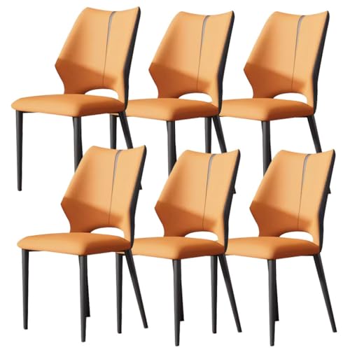 BAKULI Küchen Esszimmerstühle 6er Set Wohnzimmer LoungeThekenstühle Aus Kunstleder Haushalts Schreibtischstuhl (Color : Orange) von BAKULI