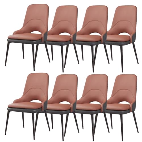 BAKULI Küchen Esszimmerstühle 8er Set Wohnzimmer Beistellstuhl Aus Kunstleder Ergonomischer Sitz Stabile Metallbeine Aus Karbonstahl (Color : Pink Red) von BAKULI