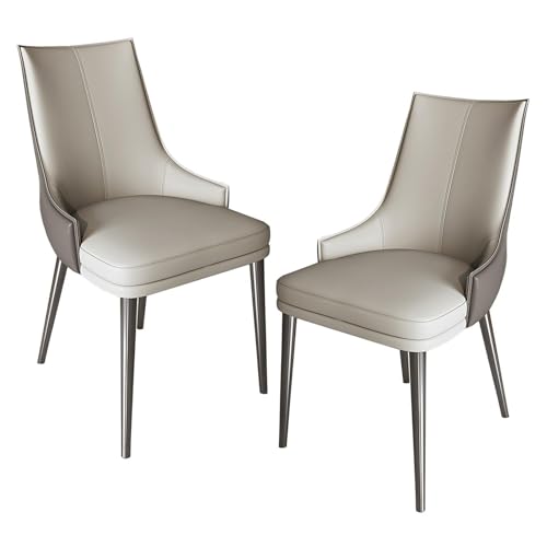 BAKULI Küchen Esszimmerstühle Aus PU Leder 2er Set Mit Metallrahmen for Esszimmer Wohnzimmer Küche Restaurant(Light Gray) von BAKULI