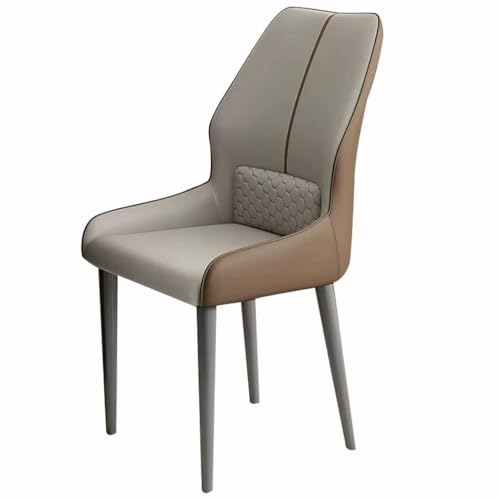 BAKULI Küchen Esszimmerstühle Kunstleder Ergonomischer Sitz Stabile Metallbeine Schreibtischstuhl Haushalt Wohnzimmerstühle(Light Grey+Coffee) von BAKULI