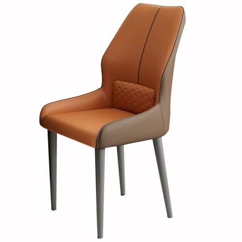 BAKULI Küchen Esszimmerstühle Kunstleder Ergonomischer Sitz Stabile Metallbeine Schreibtischstuhl Haushalt Wohnzimmerstühle(Orange+Coffee) von BAKULI