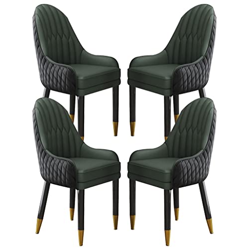 BAKULI Küchen Esszimmerstuhl Set Mit 4 Stück Mikrofaser Leder Wohnzimmer Lounge Thekenstühle Beine Aus Massivholz(Black+Dark Green) von BAKULI