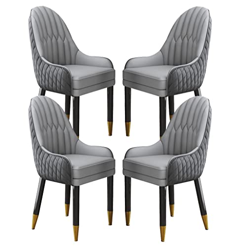 BAKULI Küchen Esszimmerstuhl Set Mit 4 Stück Mikrofaser Leder Wohnzimmer Lounge Thekenstühle Beine Aus Massivholz(Cement Gray+Light Gray) von BAKULI