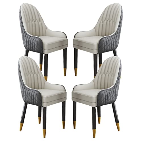 BAKULI Küchen Esszimmerstuhl Set Mit 4 Stück Mikrofaser Leder Wohnzimmer Lounge Thekenstühle Beine Aus Massivholz(Cement Gray+beige) von BAKULI