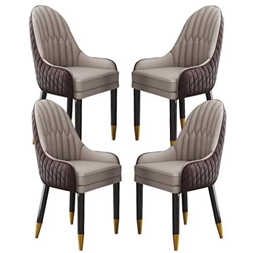 BAKULI Küchen Esszimmerstuhl Set Mit 4 Stück Mikrofaser Leder Wohnzimmer Lounge Thekenstühle Beine Aus Massivholz(Coffee+Khaki) von BAKULI