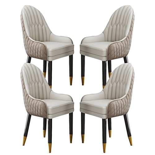 BAKULI Küchen Esszimmerstuhl Set Mit 4 Stück Mikrofaser Leder Wohnzimmer Lounge Thekenstühle Beine Aus Massivholz(Khaki+beige) von BAKULI