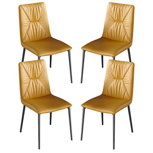 BAKULI Küchen-Seitenstühle, Set mit 4 wasserdichten PU-Leder-Esszimmerstühlen mit Beinen aus Karbonstahl für Zuhause, gewerbliche Restaurants (Farbe: Gelb) von BAKULI