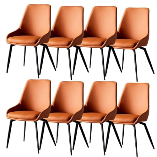 BAKULI Küchen Und Esszimmerstühle 8er Set Wohnzimmer Lounge Thekenstühle Aus Mikrofaserleder Stabile Metallbeine Aus Karbonstahl (Color : Orange) von BAKULI