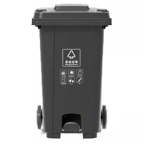 BAKULI Küchenpedal Mülleimer For Den Außenbereich Freihändige Entsorgung Tritt Mülleimer Gewerblichen Einsatz Mit Rädern Und Deckel(Gray,120L) von BAKULI