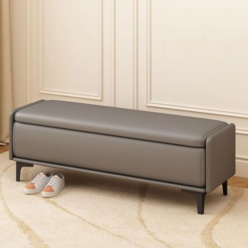 BAKULI Kunstleder Gepolsterte Ottomane Sitzbank Fußende Der Bettbank Mit Stauraum Moderne Sofabank(Dark Gray,120 * 40 * 40cm) von BAKULI