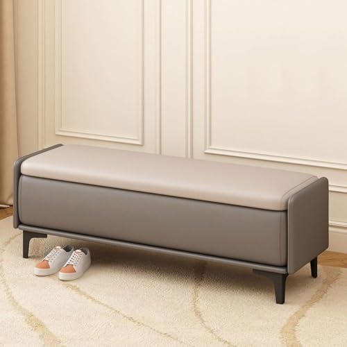 BAKULI Kunstleder Gepolsterte Ottomane Sitzbank Fußende Der Bettbank Mit Stauraum Moderne Sofabank(Gray+Khaki,100 * 40 * 40cm) von BAKULI