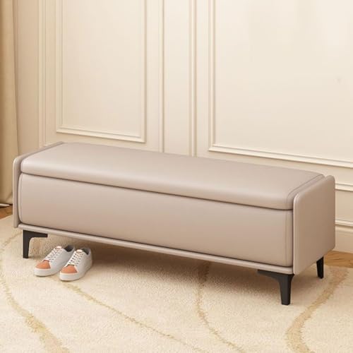 BAKULI Kunstleder Gepolsterte Ottomane Sitzbank Fußende Der Bettbank Mit Stauraum Moderne Sofabank(Khaki,120 * 40 * 40cm) von BAKULI