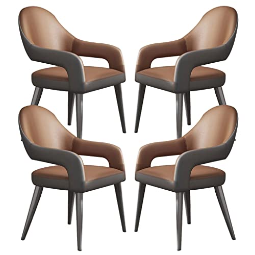 BAKULI Ledersessel Set Mit 4 Stühlen Küchenstühlen Mit Eisenkunst Metallstuhlbeinen Für Gewerbliche Restaurants Hause (Color : Dark Brown) von BAKULI