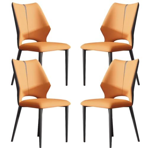 BAKULI Moderne Esszimmerstühle 4er Set Kunstleder Küchen Und Wohnzimmer Lounge Thekenstühle Haushalts Schreibtischstuhl (Color : Orange) von BAKULI