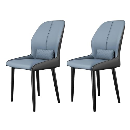 BAKULI Moderne Esszimmerstühle Mit Hoher Rückenlehne 2er Set Ledersessel Akzentstuhl Aus Metallrahmen for Küche Und Wohnzimmer(Blue+Gray) von BAKULI