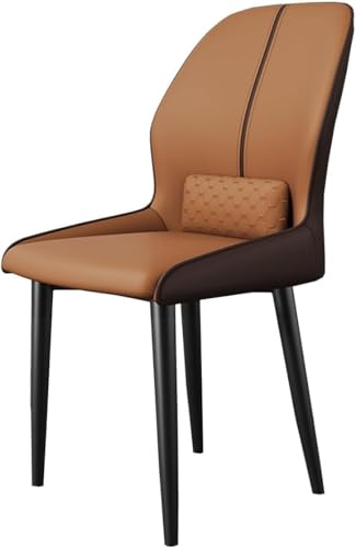 BAKULI Moderne Esszimmerstühle Mit Hoher Rückenlehne Ledersessel Akzentstuhl Aus Metallrahmen for Küche Und Wohnzimmer(Orange+Brown.) von BAKULI