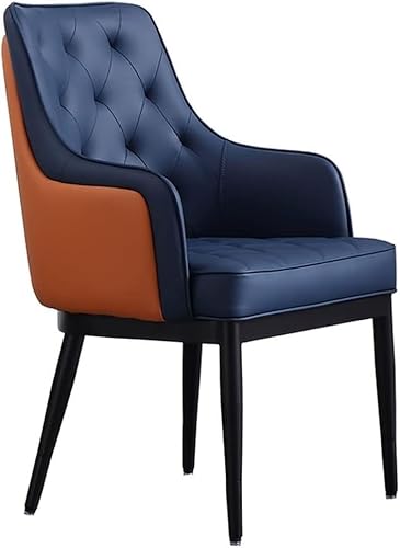 BAKULI Moderne Stühle Nappa PU Leder Hoher Rückenlehne Gepolsterter Weicher Sitzfläche Küche Wohnzimmer Füßen A3 Kohlenstoffstahl(Blue) von BAKULI
