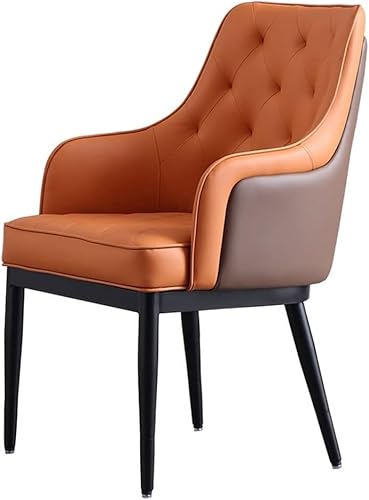 BAKULI Moderne Stühle Nappa PU Leder Hoher Rückenlehne Gepolsterter Weicher Sitzfläche Küche Wohnzimmer Füßen A3 Kohlenstoffstahl(Orange) von BAKULI
