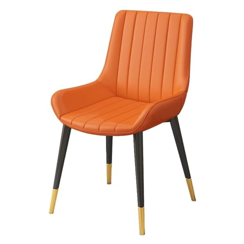 BAKULI Moderner Esszimmerstuhl Mit Weich Gepolsterter Rückenlehne PU Leder Loungesessel for Büro Arbeitszimmer Esszimmer(Orange) von BAKULI
