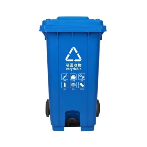 BAKULI Mülleimer Großer Kapazität Außenbereich Fußbetriebene Mülleimer Kunststoff Verdickt Deckel Küchenmülleimer(Blue,120L) von BAKULI