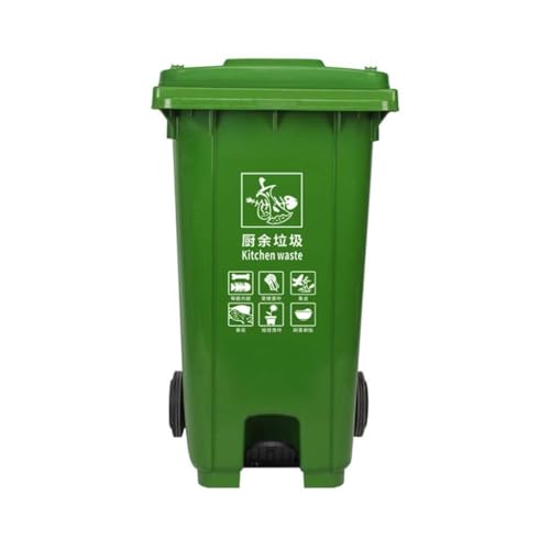 BAKULI Mülleimer Großer Kapazität Außenbereich Fußbetriebene Mülleimer Kunststoff Verdickt Deckel Küchenmülleimer(Green,100L) von BAKULI