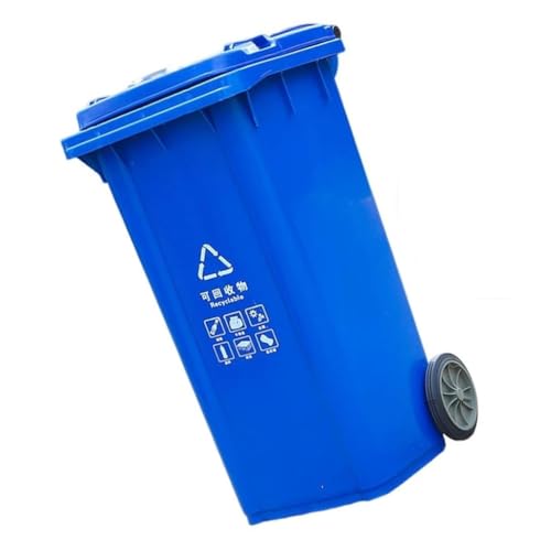 BAKULI Mülleimer für den Außenbereich, Rollen mit Deckel, Griffe, ideal für Terrassen, Küchen, Empfänge im Freien (Blau, 100 l) von BAKULI