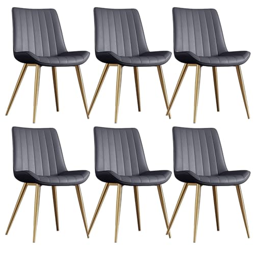 BAKULI PU Leder Küchen Esszimmerstühle 6er Set Mit Metallbeinen Wohnzimmer Lounge Thekenstühle(Red,Golden Leg) von BAKULI
