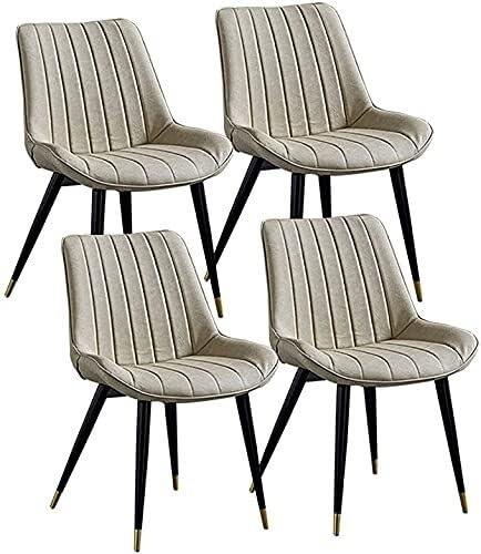 BAKULI Vintage Esszimmerstühle Küche 4er Set Sitzfläche Rückenlehne Dickem PU Leder Metallbeine Konferenzraum Restaurant Hotelbereich(Beige) von BAKULI