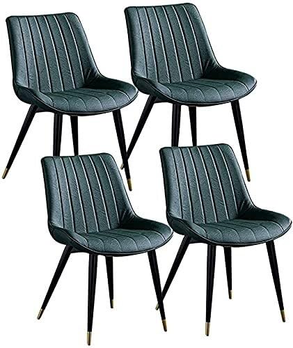 BAKULI Vintage Esszimmerstühle Küche 4er Set Sitzfläche Rückenlehne Dickem PU Leder Metallbeine Konferenzraum Restaurant Hotelbereich(Green) von BAKULI