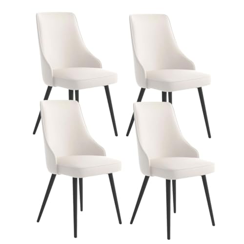 BAKULI Wasserdichtes Pu Leder Küchen Esszimmerstuhl Set Mit 4 Stück Schwarze Beine Wohnzimmer Lounge Thekenstühle(Beige) von BAKULI