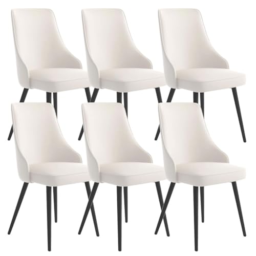 BAKULI Wasserdichtes Pu Leder Küchen Esszimmerstuhl Set Mit 6 Stück Schwarze Beine Wohnzimmer Lounge Thekenstühle(Beige) von BAKULI