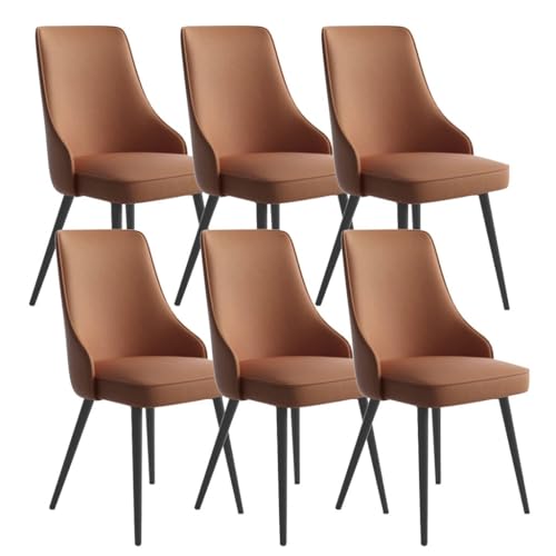 BAKULI Wasserdichtes Pu Leder Küchen Esszimmerstuhl Set Mit 6 Stück Schwarze Beine Wohnzimmer Lounge Thekenstühle(KCoffee Color) von BAKULI