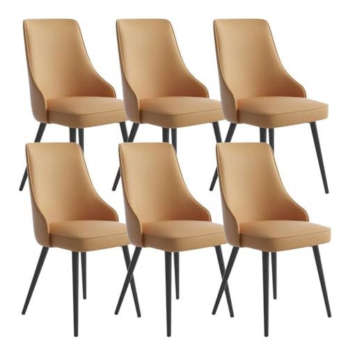 BAKULI Wasserdichtes Pu Leder Küchen Esszimmerstuhl Set Mit 6 Stück Schwarze Beine Wohnzimmer Lounge Thekenstühle(Light Coffee Color) von BAKULI