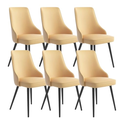 BAKULI Wasserdichtes Pu Leder Küchen Esszimmerstuhl Set Mit 6 Stück Schwarze Beine Wohnzimmer Lounge Thekenstühle(Light Yellow) von BAKULI