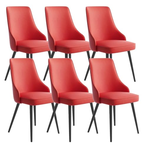 BAKULI Wasserdichtes Pu Leder Küchen Esszimmerstuhl Set Mit 6 Stück Schwarze Beine Wohnzimmer Lounge Thekenstühle(Red) von BAKULI