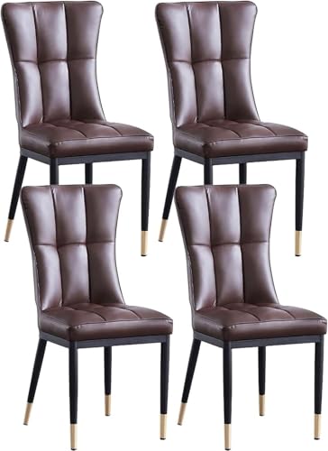 Beistellstühle Mattem PU Lederbezug Moderne Wohnzimmerstühle Metallbeinen for Küche Esszimmer Schlafzimmer Wohnzimmer(Dark Brown) von BAKULI