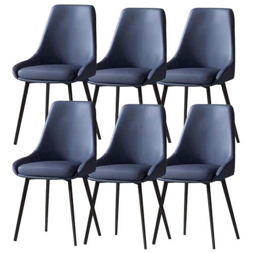 Esszimmerstühle 6er Set Kunstleder for Küche Wohnzimmer Theke Lounge Stuhl Mit Stuhlbeinen Aus Metall for Gewerbliche Restaurants Hause (Color : Dark Blue) von BAKULI