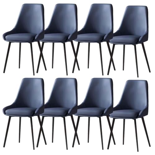 Esszimmerstühle 8er Set Kunstleder for Küche Wohnzimmer Theke Lounge Stuhl Mit Stuhlbeinen Aus Metall for Gewerbliche Restaurants Hause (Color : Dark Blue) von BAKULI