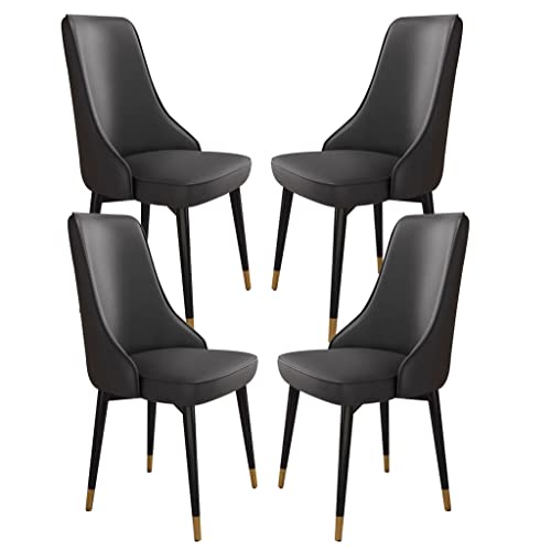 Esszimmerstühle Aus Kunstleder 4er Set Sofastuhl for Küche Zimmer Balkon Mit Beinen Aus Kohlenstoffstahl(Negro,Golden Feet) von BAKULI
