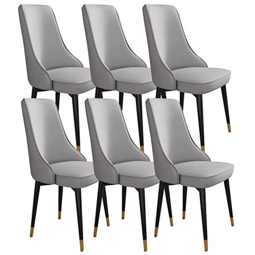 Esszimmerstühle Aus Kunstleder 6er Set Sofastuhl for Küche Zimmer Balkon Mit Beinen Aus Kohlenstoffstahl(Light Grey,Golden Feet) von BAKULI