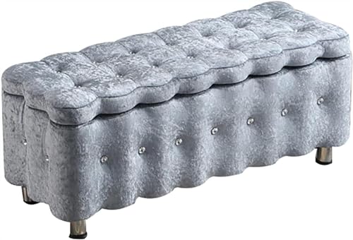 Footstool Moderne Gepolsterte Aufbewahrungsbank Sofa Am Ende des Bettes Aus Samt Rechteckige Aufbewahrungs Ottomane Getufteter Fußschemel Schuhbank for Wohnzimmer Schlafzimmer Eingangsbereich von BAKULI