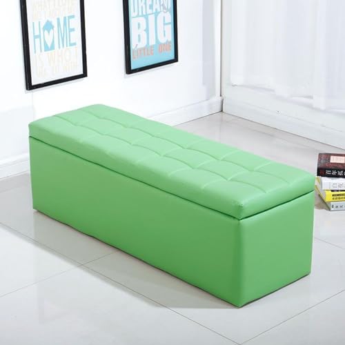 Getuftete Fußstütze Aufbewahrungs Ottomane Bank Schuhbank Mit Verstecktem Stauraum Mit Kunstleder Gepolsterte Sitz Schlafzimmerbank Couchtisch Belastbar Bis Zu 880 Pfund(Color:Green,Size:80x40x40cm) von BAKULI