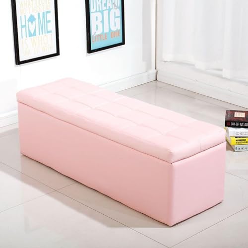 Getuftete Fußstütze Aufbewahrungs Ottomane Bank Schuhbank Mit Verstecktem Stauraum Mit Kunstleder Gepolsterte Sitz Schlafzimmerbank Couchtisch Belastbar Bis Zu 880 Pfund(Color:Pink,Size:90x40x40cm) von BAKULI